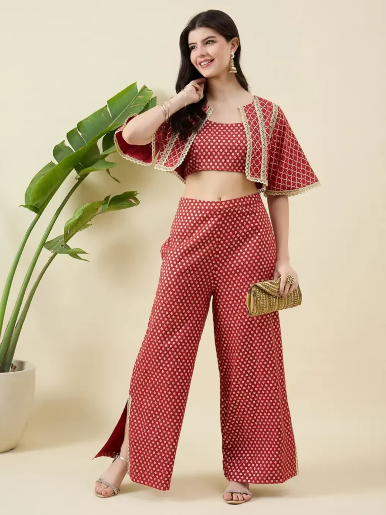 Brick RedBrocade Co-ord Set_IMG_6965