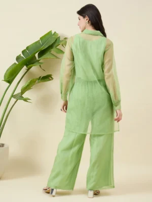 Pista Green Organza Co-ord Set