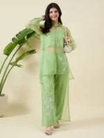 Pista Green Organza Co-ord Set