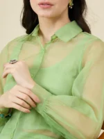 Pista Green Organza Co-ord Set