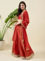 Burnt Orange Tissue Lehenga Set