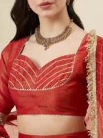 Burnt Orange Tissue Lehenga Set