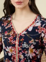 Floral Print Blue Kurta and Palazzo Set