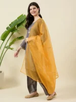 Grey and Mustard kurta Set