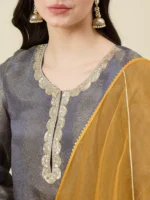 Grey and Mustard kurta Set