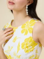 White and Yellow Printed Dress