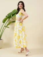White and Yellow Printed Dress