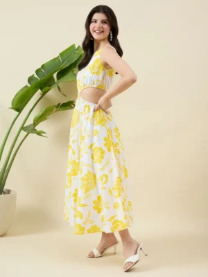 White and Yellow Printed Dress