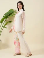Printed Cream Organza Co-ord Set
