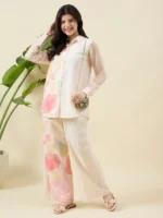 Printed Cream Organza Co-ord Set