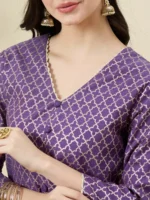 Purple Brocade Kurta Set