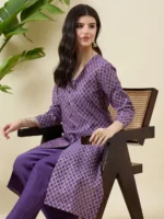 Purple Brocade Kurta Set