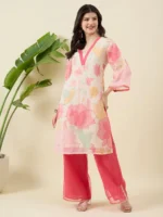 Printed Pink Organza Co-ord Set