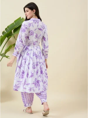 Lavender Colour Printed Kurta Set