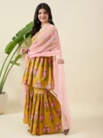 Mustard Block Printed Sharara Set
