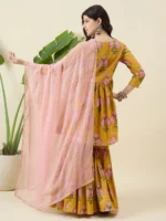 Mustard Block Printed Sharara Set