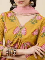 Mustard Block Printed Sharara Set