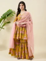 Mustard Block Printed Sharara Set
