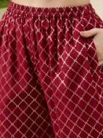 Red and Grey Kurta Set with Dupatta