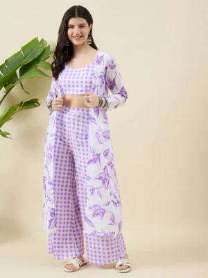 Lavender Printed Cotton Co-ord Set