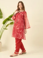 Printed Red Kurta Set