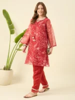 Printed Red Kurta Set