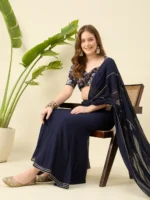Dark Blue Top and Skirt with Dupatta