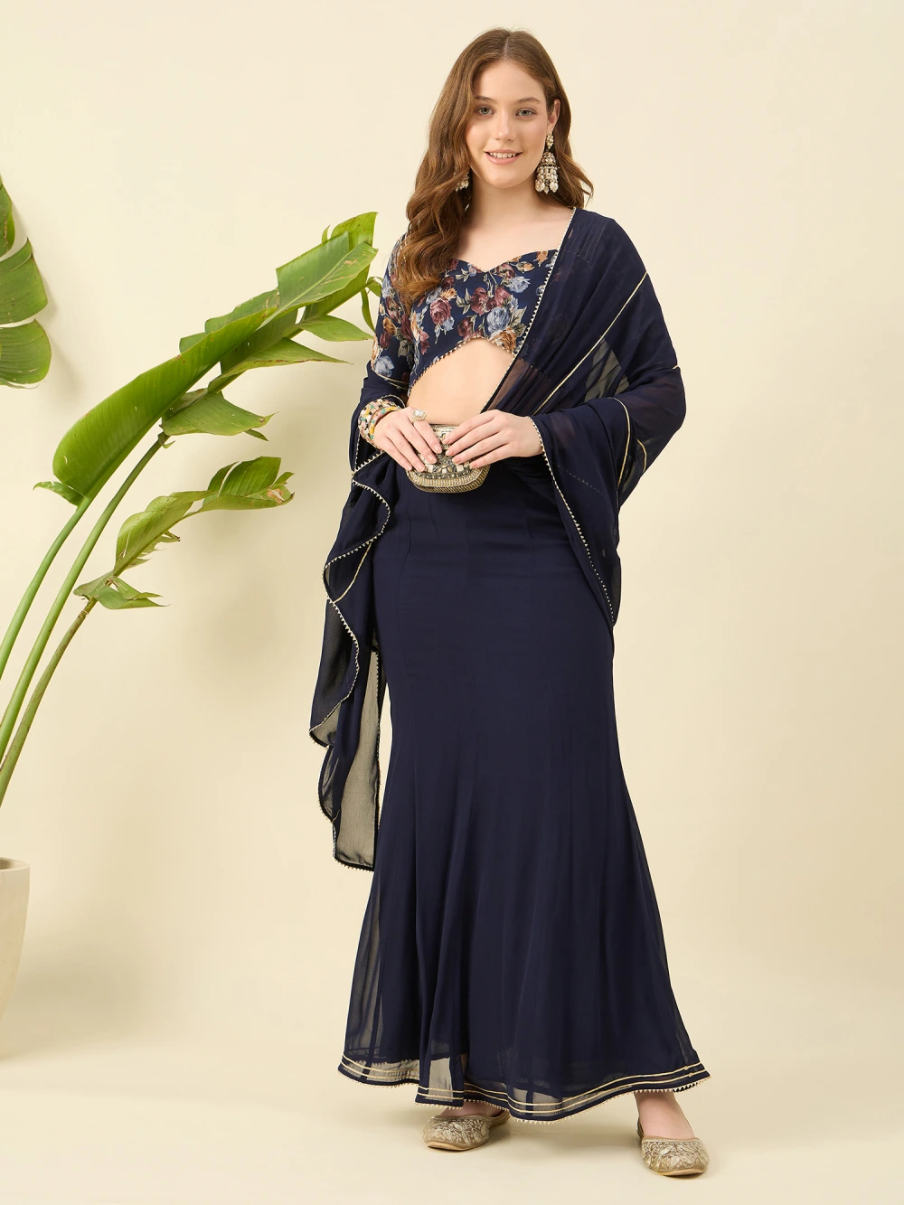 Dark Blue Top and Skirt with Dupatta