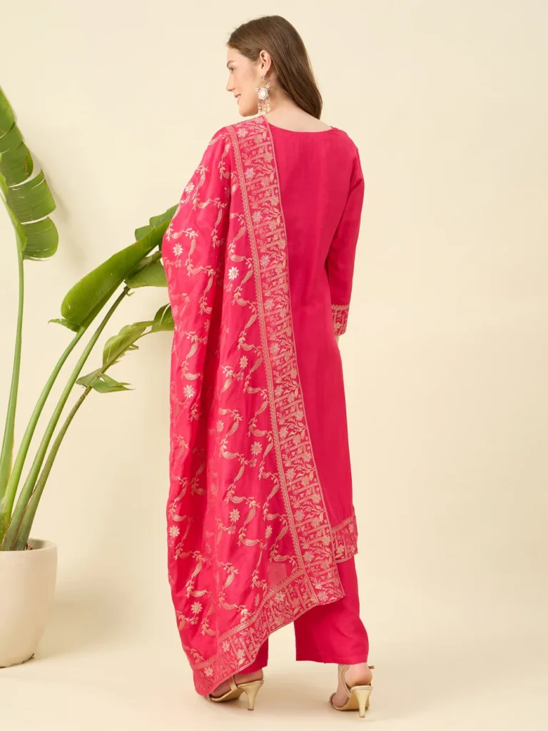 Banarsi Silk Magenta Kurta Set