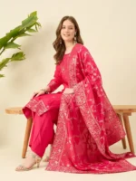 Banarsi Silk Magenta Kurta Set