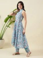 Light Blue Cotton Anarkali Kurta