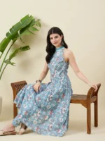 Light Blue Cotton Anarkali Kurta