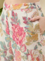 Printed Beige Kurta with Palazzo and Dupatta Set