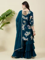 Printed Blue Kurta and Sharara Set