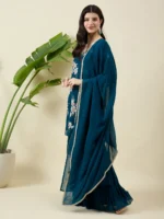 Printed Blue Kurta and Sharara Set