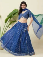 Royal Blue Banarasi Silk Lehenga Set