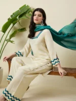 Teal and Golden Kurta Set