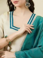 Teal and Golden Kurta Set