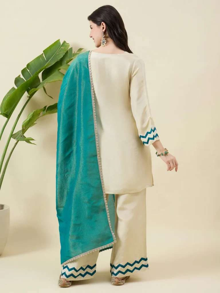 Teal and Golden Kurta Set