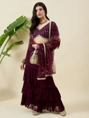Wine Lehenga