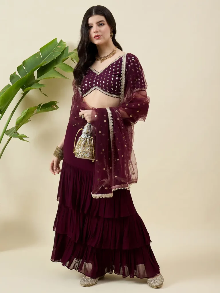 Wine Lehenga