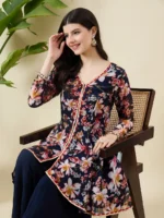 Floral Print Blue Kurta and Palazzo Set